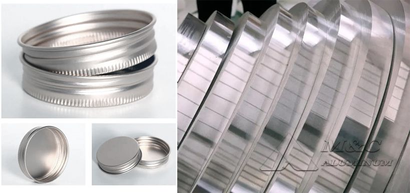 Aluminum strip for cosmetic bottle caps